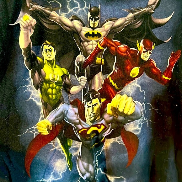 Men’s Justice League DC Comics T Batman Superman Flash Black T-Shirt Size 3XL - Picture 3 of 6